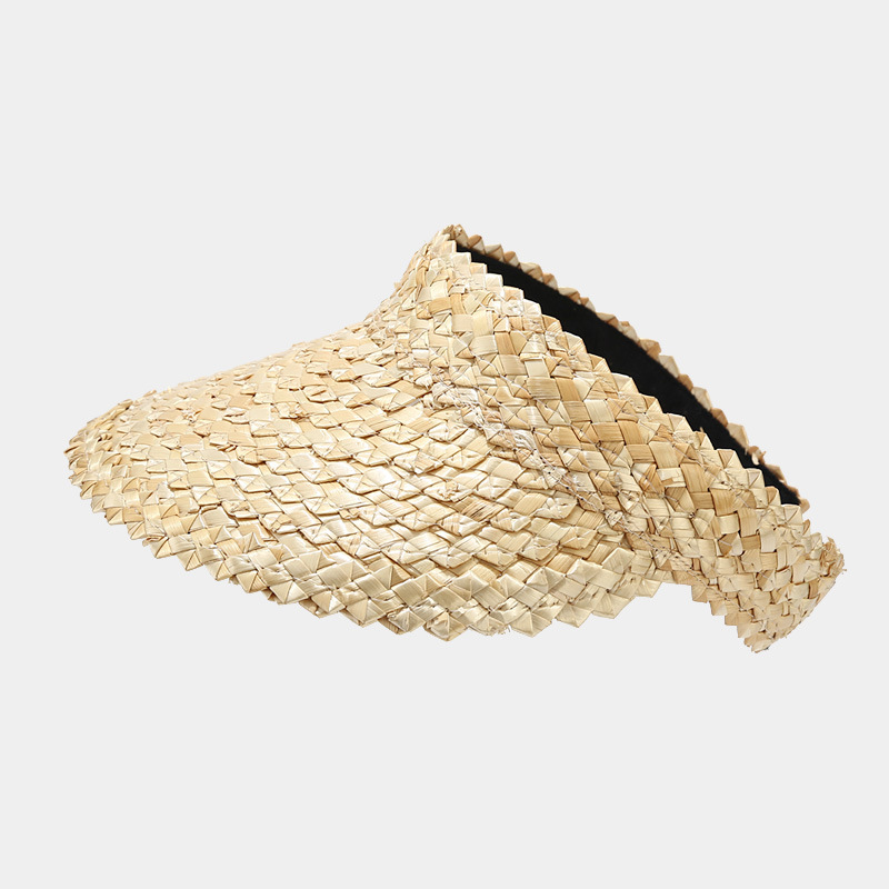 Women's Straw Sun Visor Handmade Sun Protection Hat for Beach, Travel & Summer Vacations