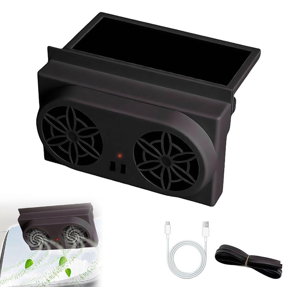 Solar Car Exhaust Fan with USB Charging Portable Car Ventilation Fan for Summer Heat Relief