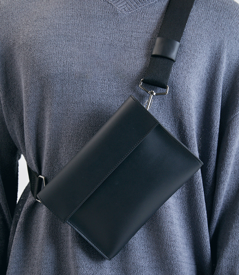 Men's Crossbody Bag PU Leather Messenger Bag Small Shoulder Chest Phone Bag for Everyday Travel