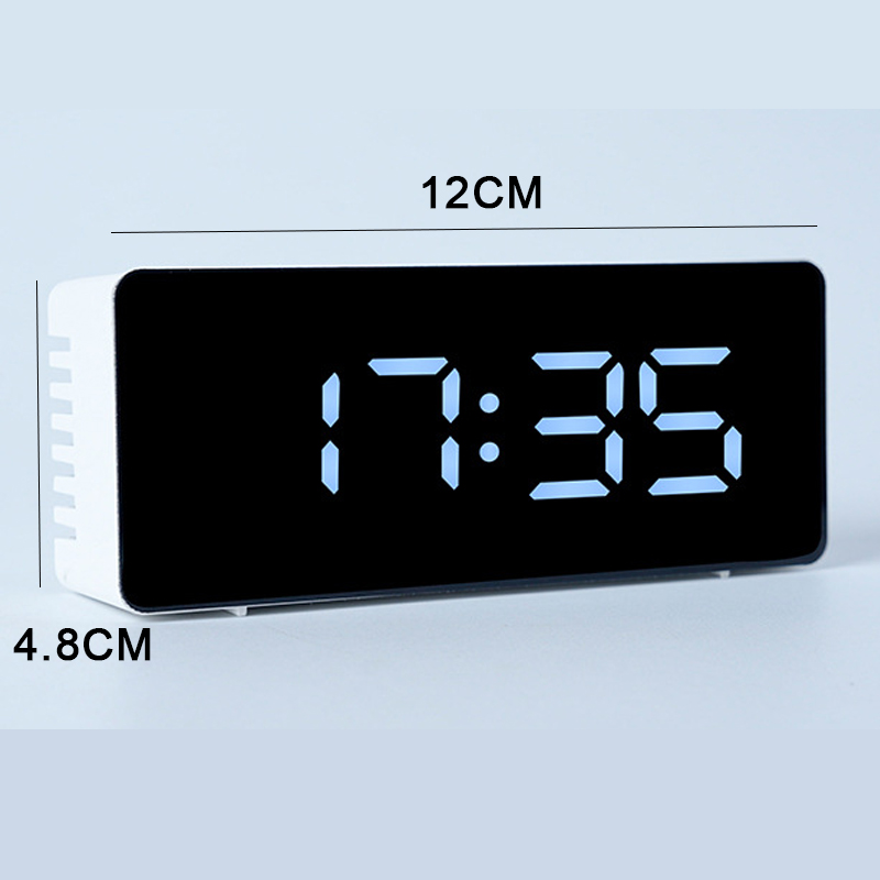 Modern LED Digital Alarm Clock with Mirror Display, USB Powered Mirror Desk Clock and Snooze Function