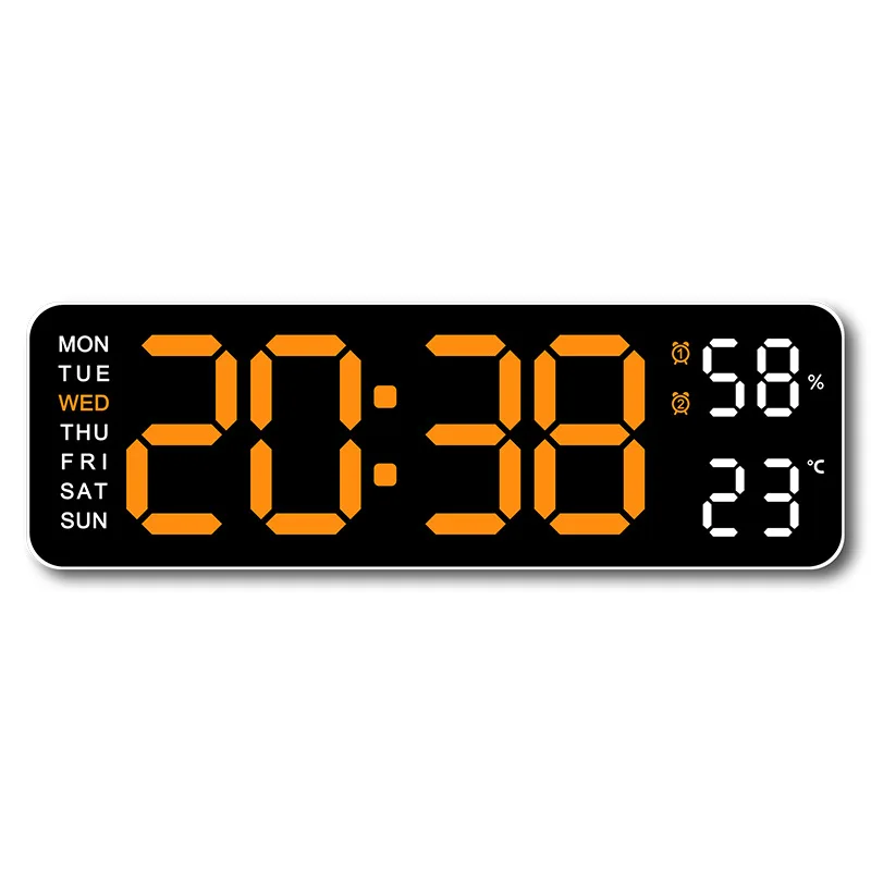 Digital Wall Clock LED Temperature Display Clock with Auto Dimmer USB Powered