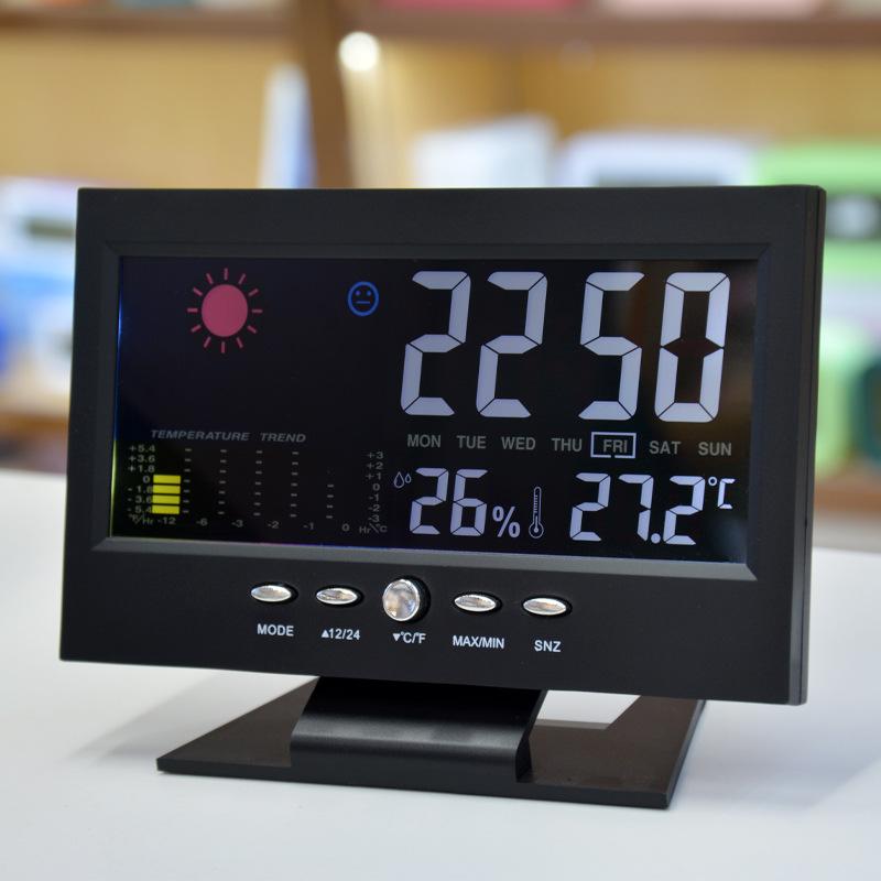 Digital Alarm Clock with Weather Station Clock Temperature Humidity Monitor LED Desk Clock USB Powered