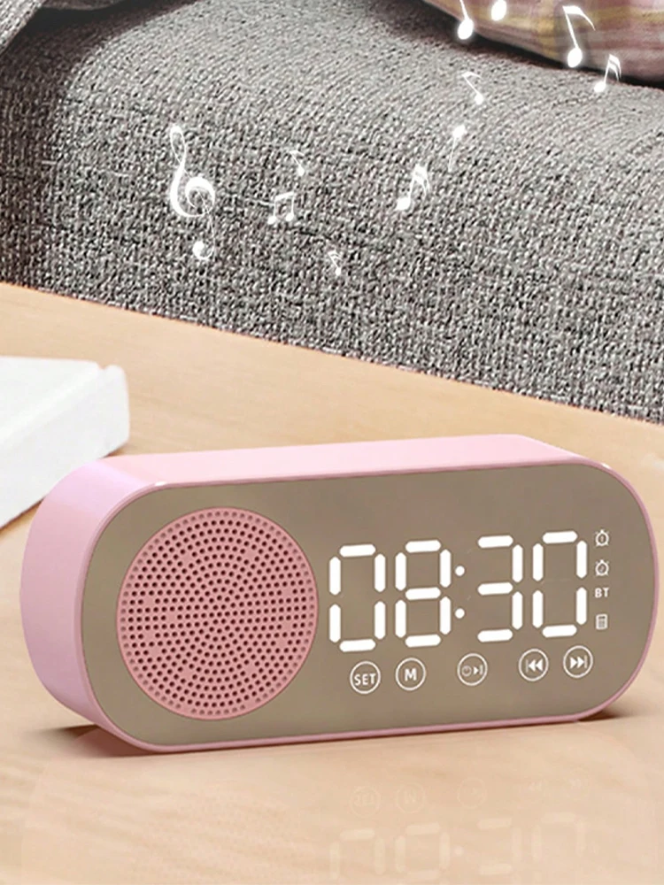 Smart Bluetooth Alarm Clock Wireless Bluetooth Speaker LED Digital Clock with Subwoofer and Music Player