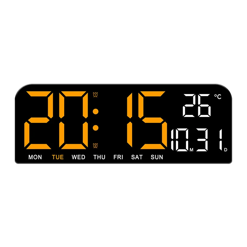 Large Digital Wall Clock LED Temperature Display USB Powered Alarm Clock