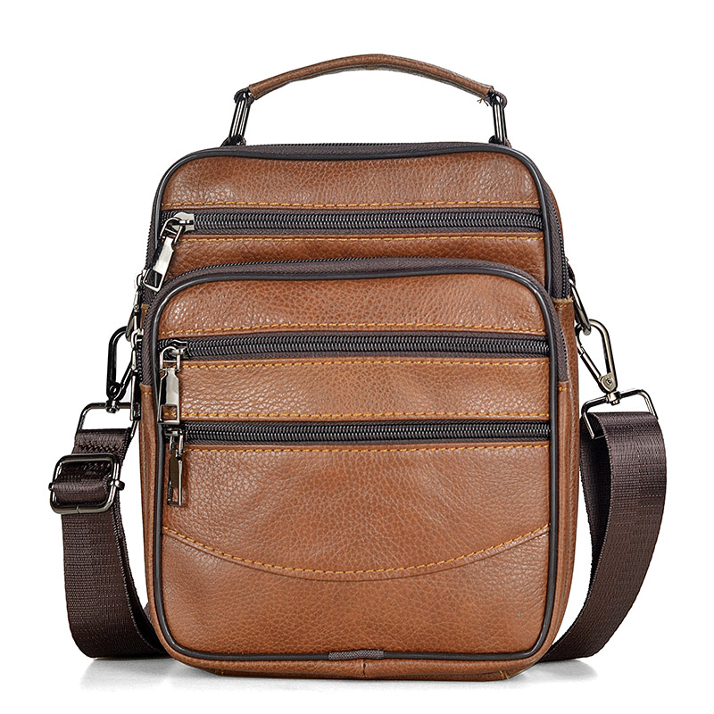 Genuine Leather Messenger Bag for Men Cowhide Shoulder Bag Tablet Crossbody Briefcase