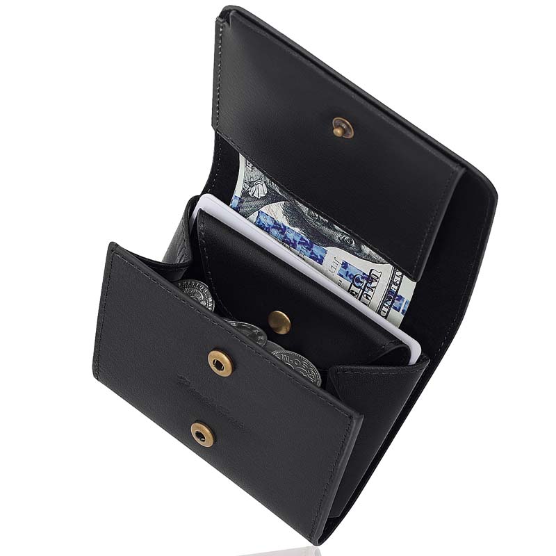 RFID Blocking Genuine Leather Men's Bifold Wallet with Coin Pocket