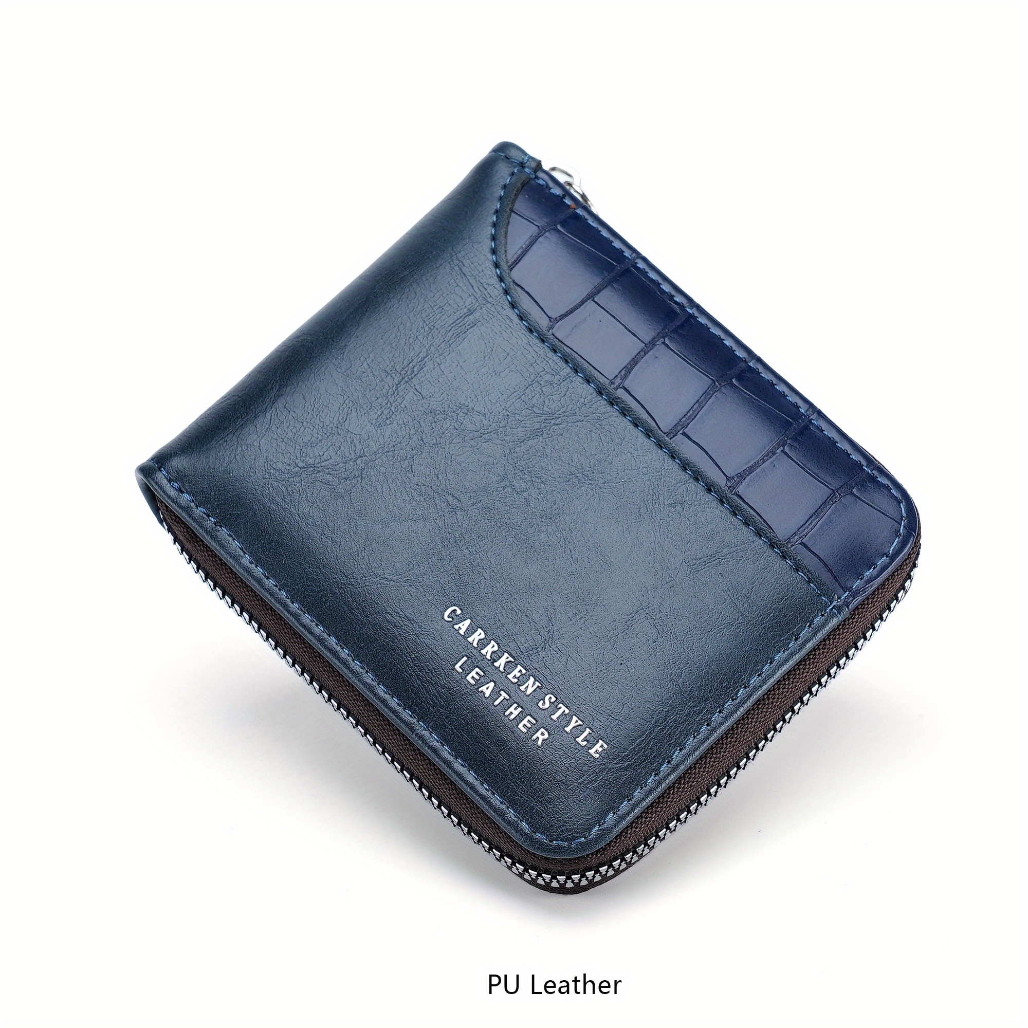Crocodile Pattern Trifold Wallet for Men with Zipper Card Holder