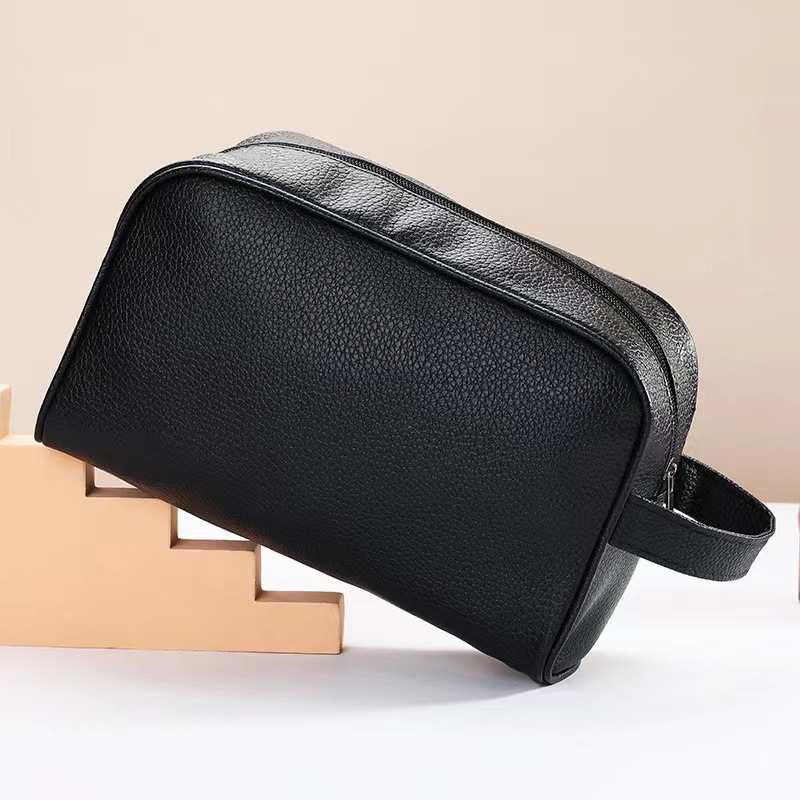 Men PU Leather Toiletry Bag Large Capacity Travel Cosmetic Organizer
