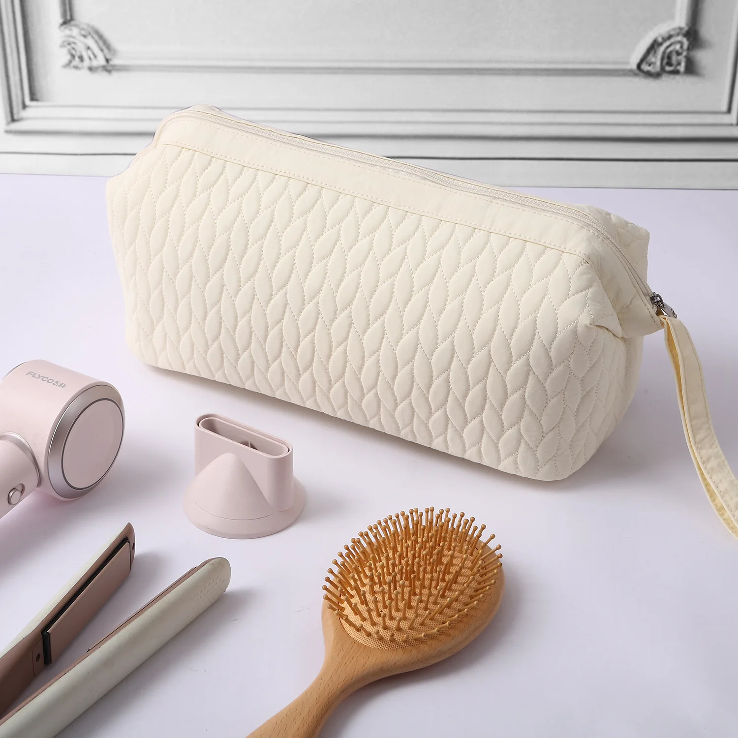Portable Hair Dryer Storage Bag for Curling Iron and Travel Makeup Organizer
