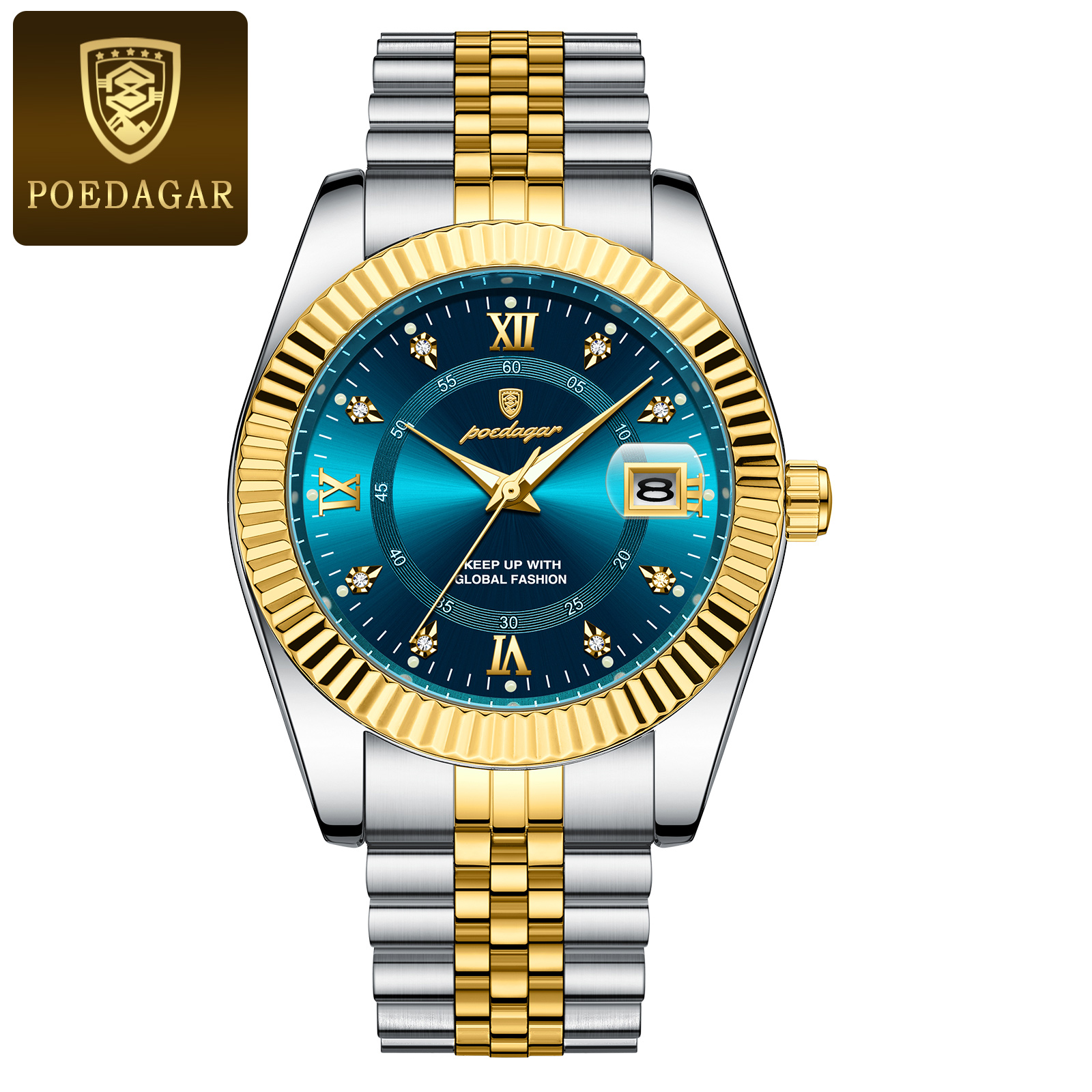 Luxury Stainless Steel Men's Quartz Watch Waterproof Luminous Business Wristwatch