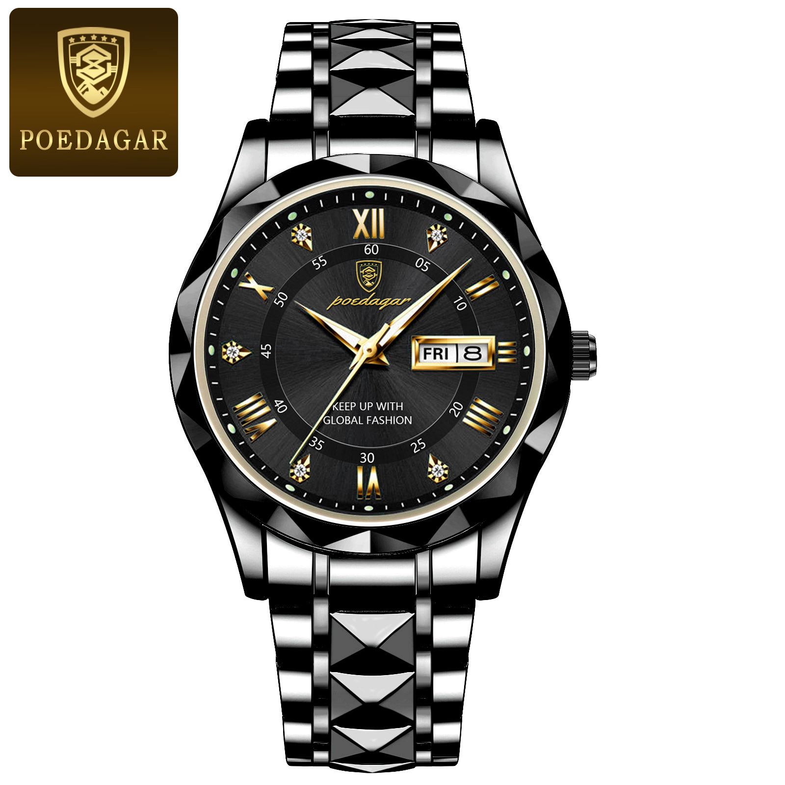 Luxury Business Quartz Watch for Men Waterproof Luminous Stainless Steel Wristwatch
