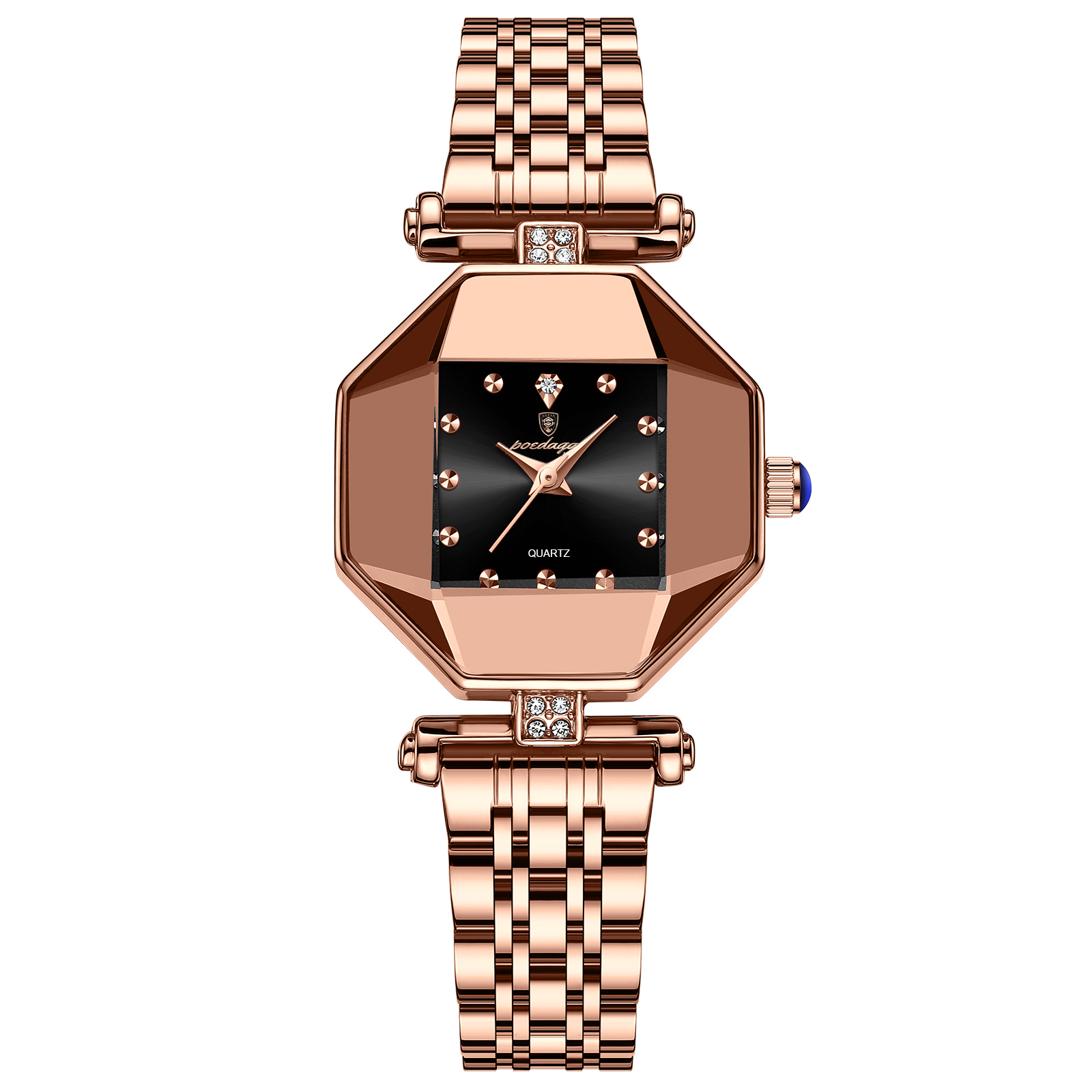 Elegant Rose Gold Stainless Steel Ladies Watch Waterproof Quartz Wristwatch