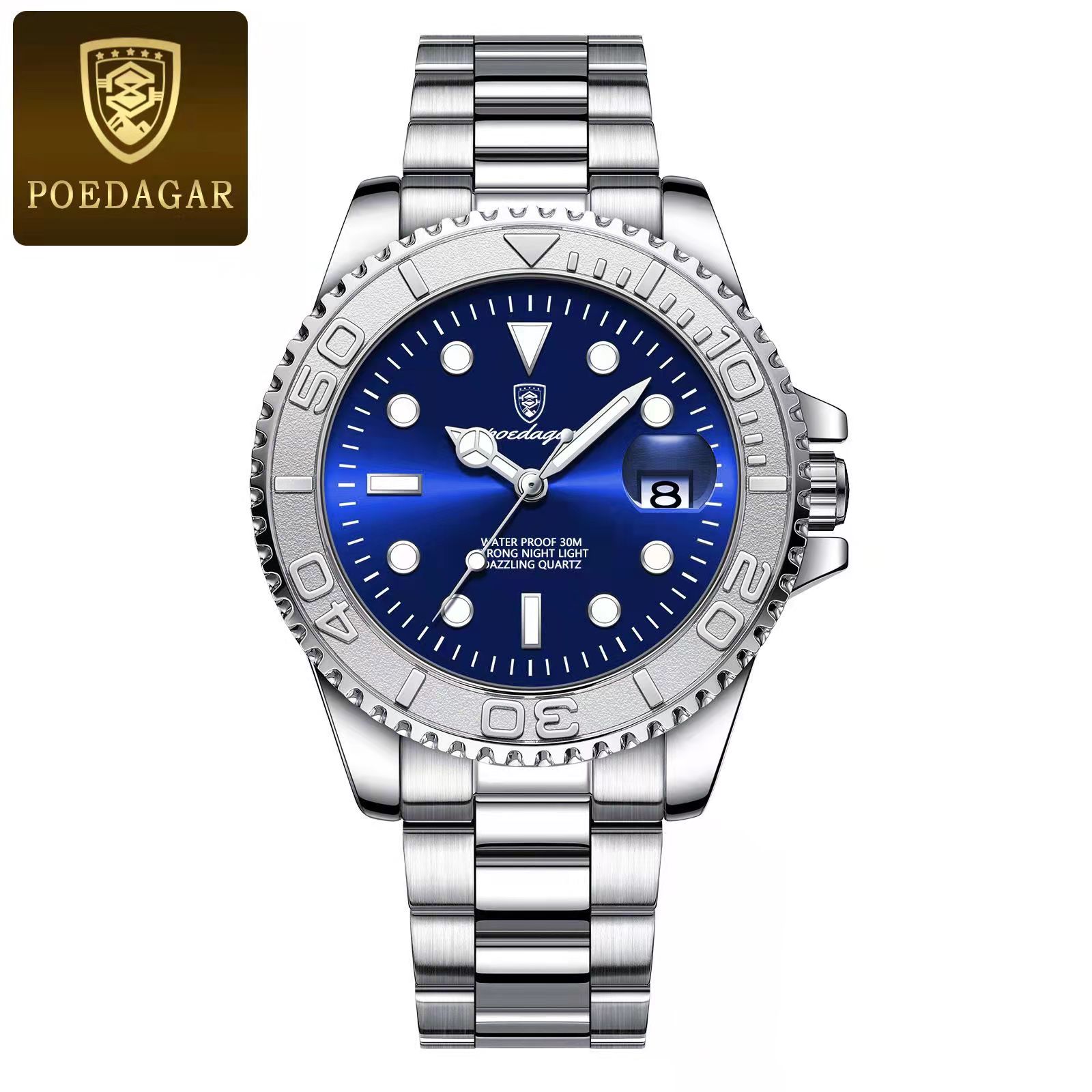 Luxury Men Quartz Watch Stainless Steel Waterproof Date Wristwatch