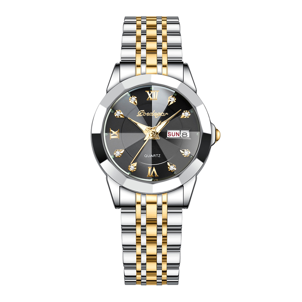 Luxury Women Stainless Steel Quartz Watch Waterproof Luminous Date Display Elegant