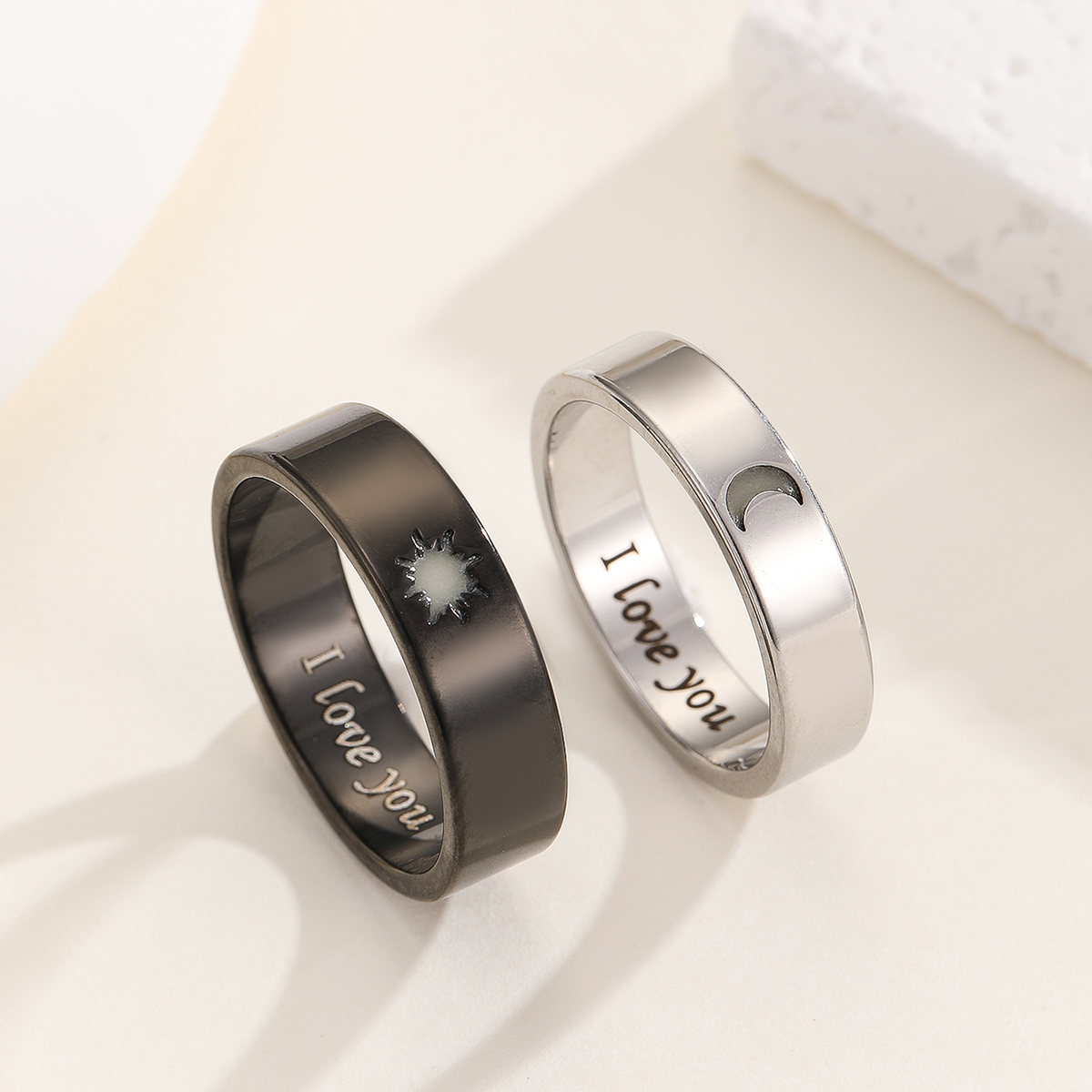Luminescent Couple Rings Set Romantic Glow In The Dark Love Commitment Rings