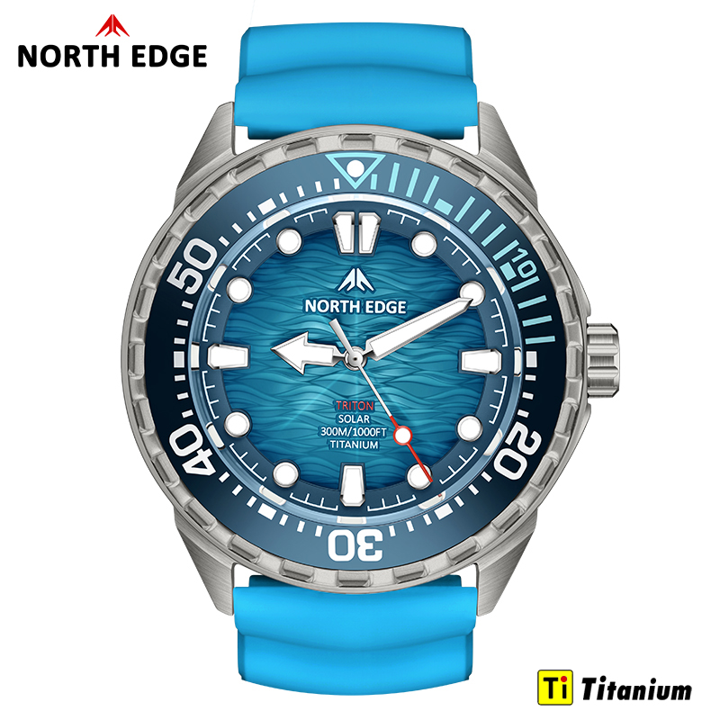 Titanium Solar Powered Dive Watch for Men Waterproof Quartz Sports Watch
