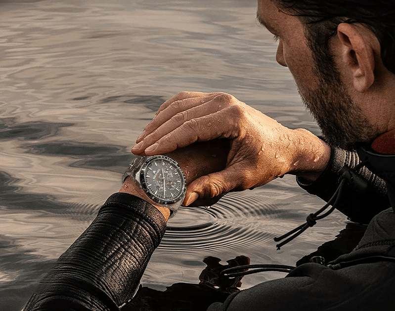 Solar Powered Men Pilot Watch Waterproof Stainless Steel Luminous Chronograph