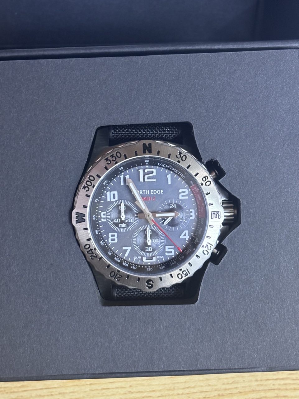 EDGE MACH Solar Powered Watch for Men 316 Stainless Steel 50M Waterproof