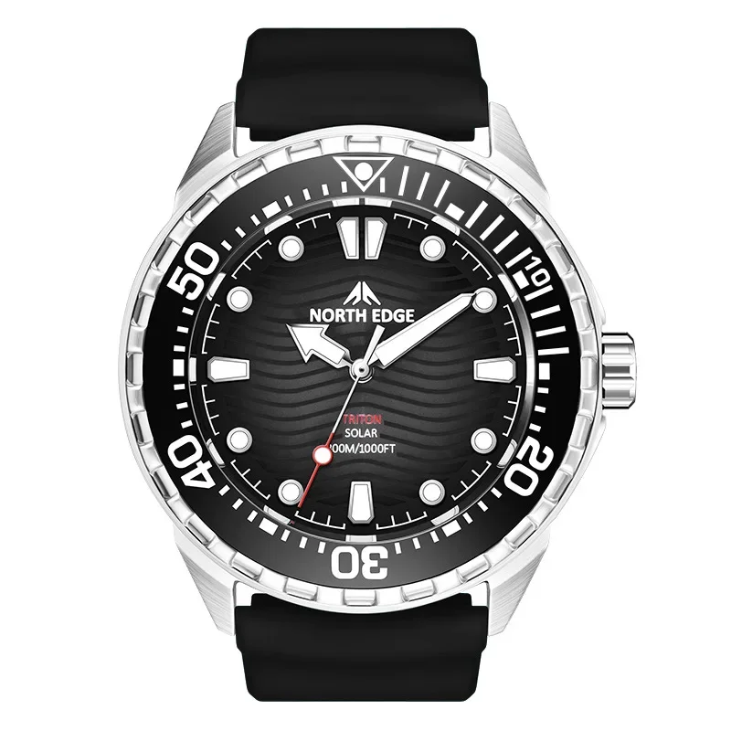 Triton Solar Powered Dive Watch for Men Stainless Steel Waterproof Quartz Watch