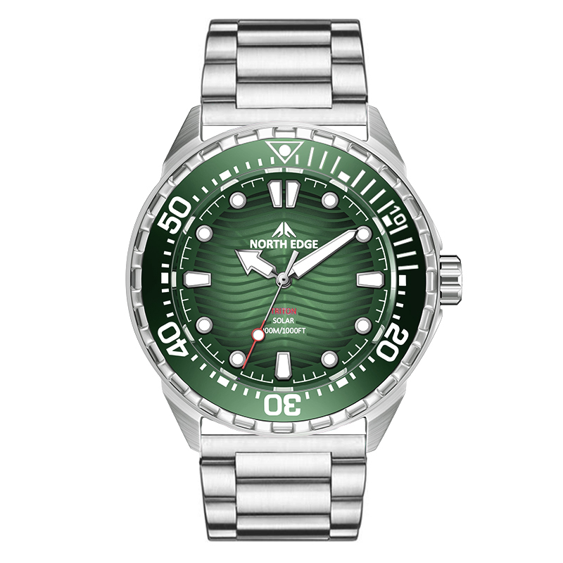 Solar Powered Dive Watch for Men Waterproof Quartz Sports Watch