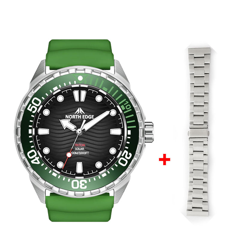 Solar Dive Watch for Men 316L Stainless Steel Luxury Quartz Wristwatch