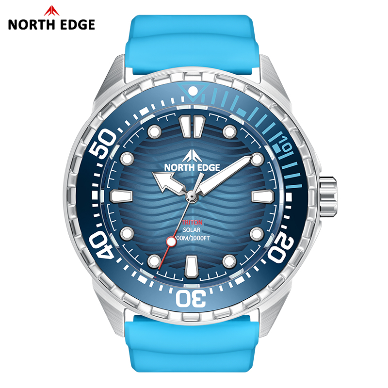 Solar Powered Dive Watch Stainless Steel Waterproof Watch for Men
