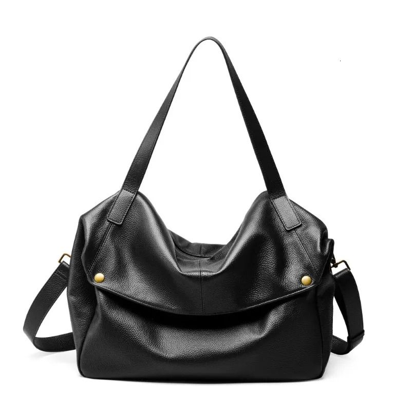 Large Capacity Genuine Leather Tote Bag Soft Womens Shoulder Bag