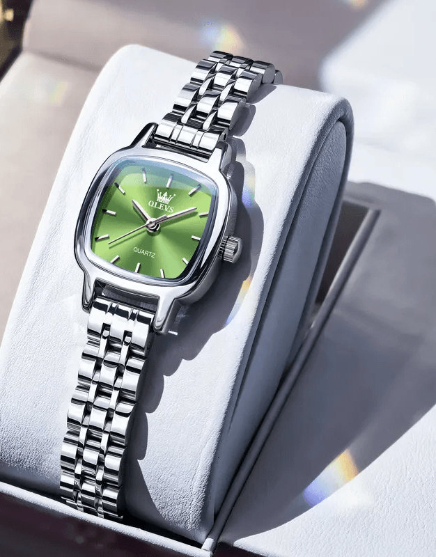 Elegant Small Square Womens Quartz Watch Waterproof Stainless Steel Luminous Dress Watch