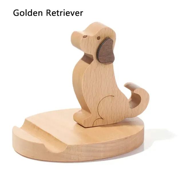 Wooden Animal Phone Holder Deer Dog Elephant Phone Stand for Desk Home and Car