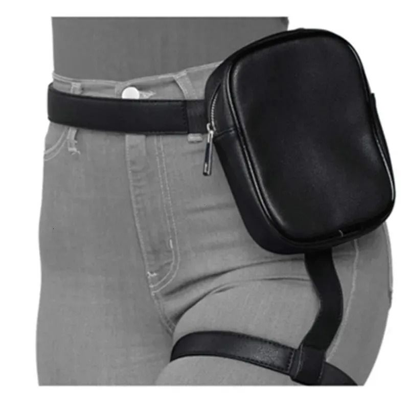 Women Leather Waist Leg Bag Motorcycle Thigh Fanny Pack for Outdoor Travel