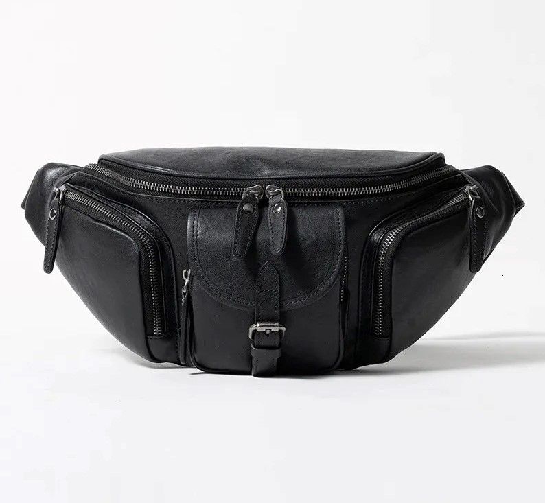 Premium Genuine Leather Crossbody Bag Vegetable Tanned Cowhide Waist Bag for Commuting