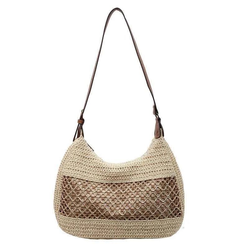 Straw Tote Bag Large Capacity Woven Beach Shoulder Bag for Women