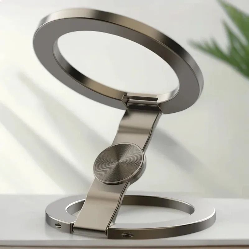 Double Sided Magnetic Phone Holder 360 Rotating Metal Phone Stand for Desk Car and Travel