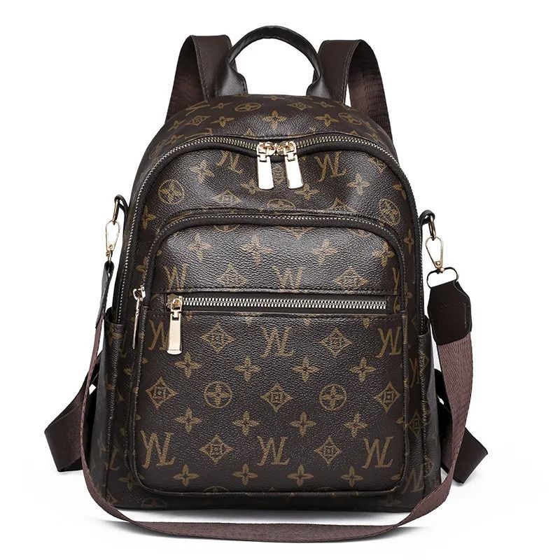Women Commuter Backpack Large Capacity Coffee PU Leather Retro Design