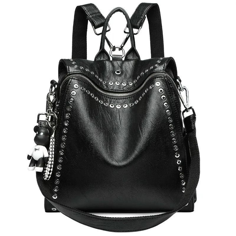 Women's Genuine Leather Anti-Theft Rivet Backpack