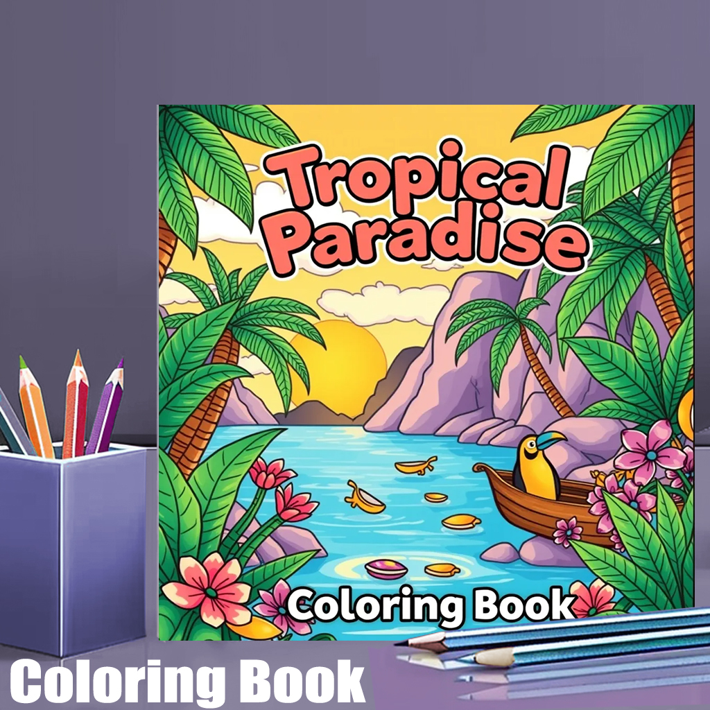 Tropical Paradise Coloring Book for Adult Relaxation & Gifts | Inspire ...