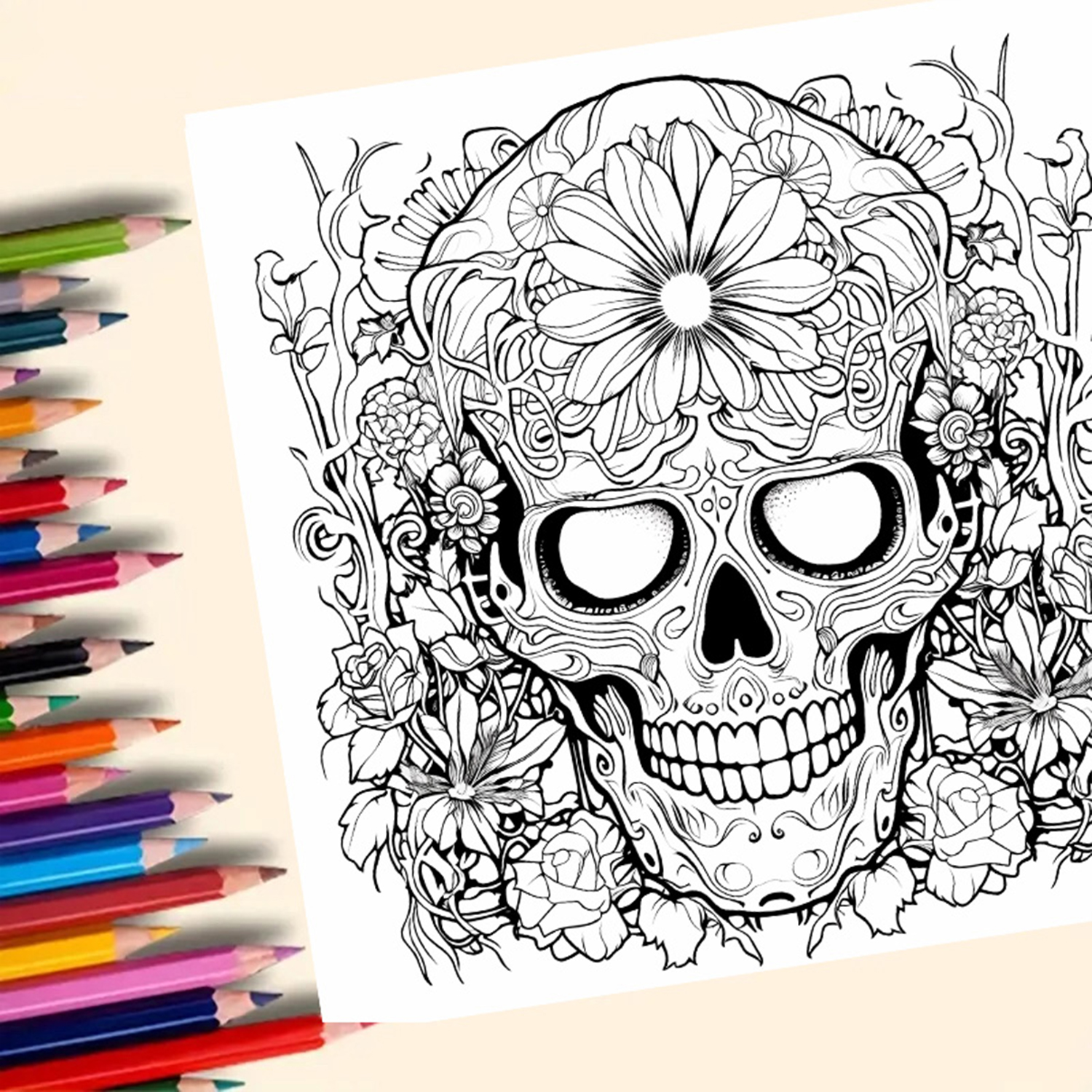 Gothic Skull Art Therapy Coloring Book for Adults | Inspire Uplift
