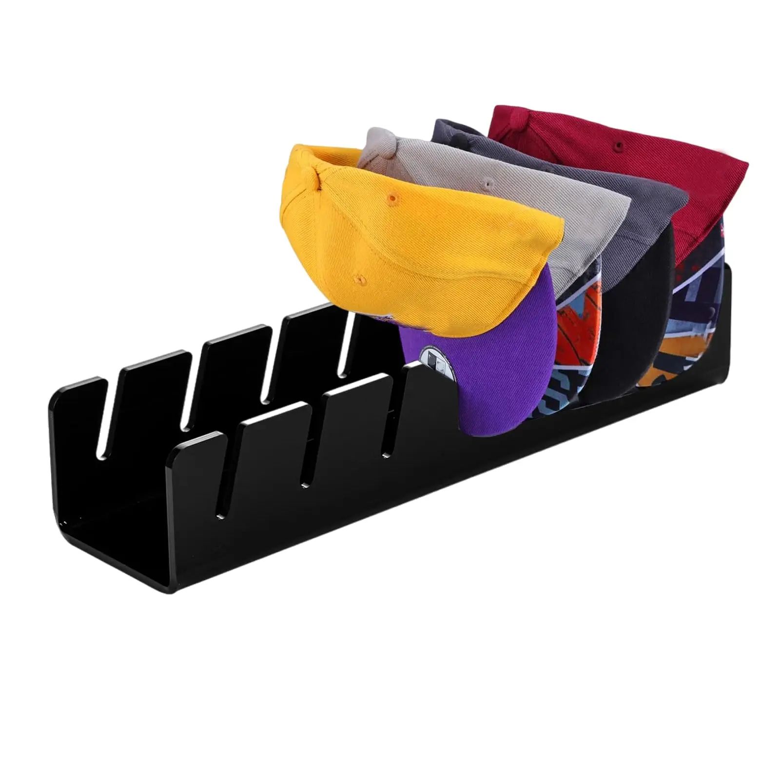 Acrylic Hat Storage Rack with Slots – Clear Baseball Cap Display Organizer for Bedroom & Closet