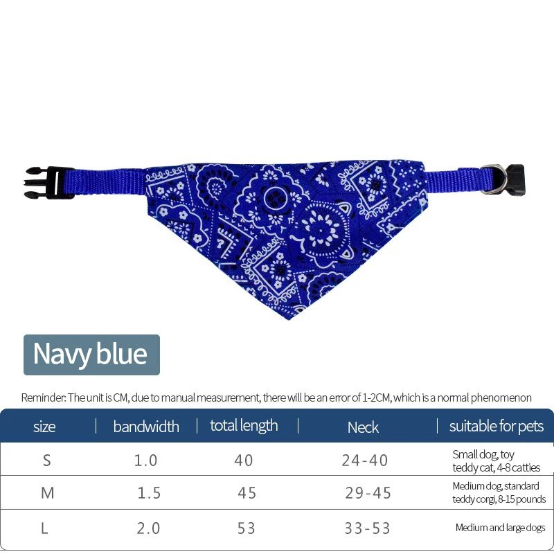 Adjustable Pet Triangle Bandana – Cute Printed Dog & Cat Saliva Scarf with Collar Strap