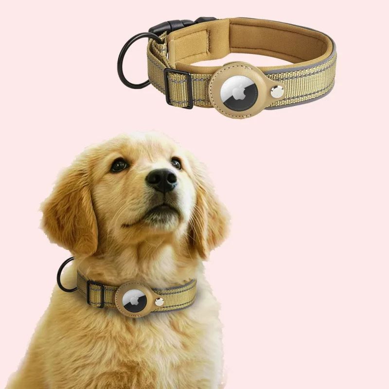 AirTag Dog Collar with Holder – Reflective Adjustable Padded Pet Collar for Small, Medium & Large Dogs