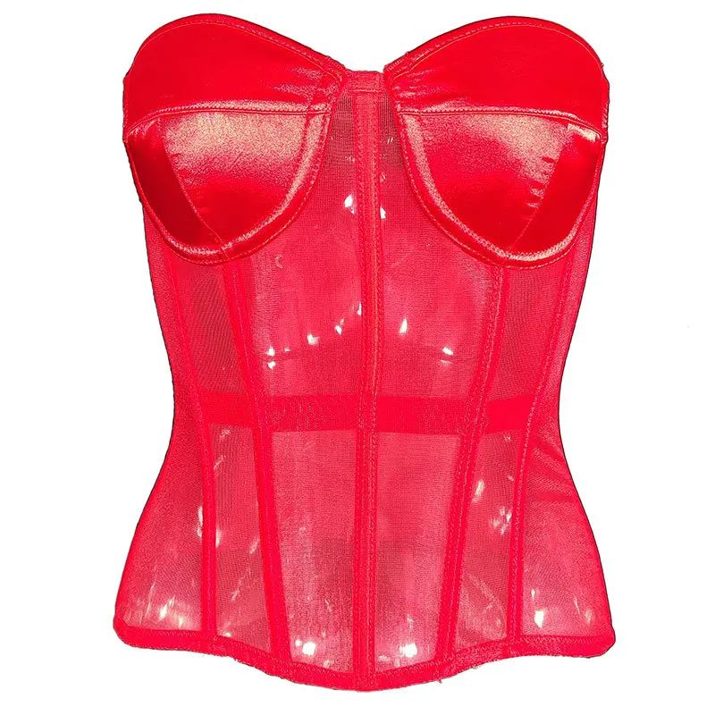 Strapless Corset Bustier for Women – Breathable Mesh Boned Bodice with Bra, Lace-Up Tummy Control Waist Corset XXS–6XL