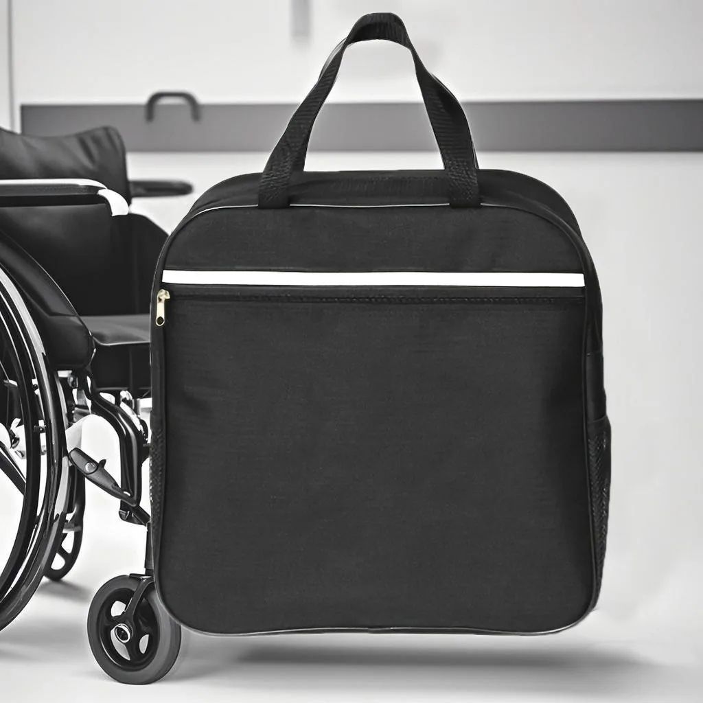 Multi-Pocket Wheelchair Storage Bag - Armrest Organizer & Rear Hanging Backpack for Disabled Mobility, Daily Essentials