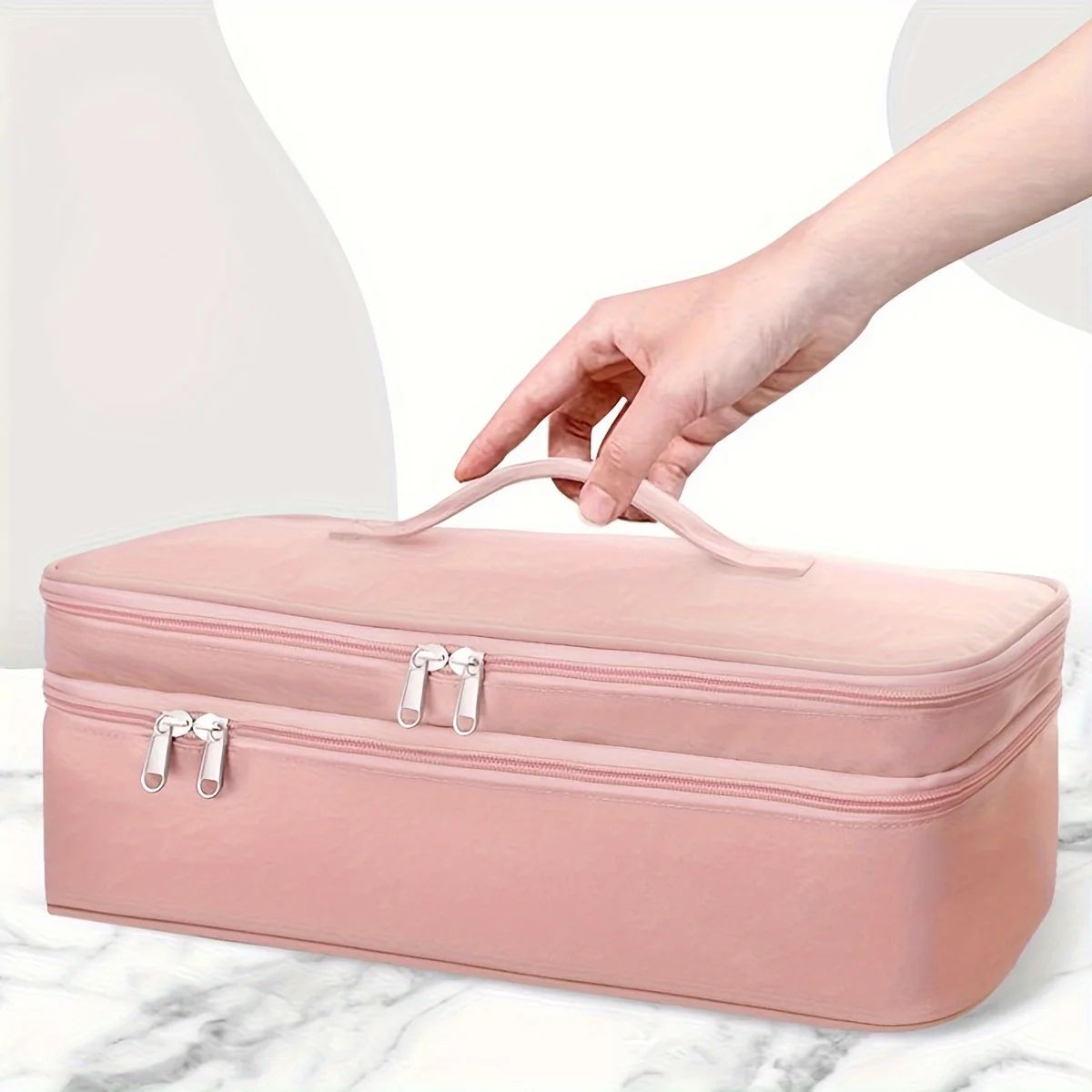 Portable Double-Layer Hair Tool Storage Bag – Large Capacity Hair Dryer & Curling Iron Travel Organizer for Women