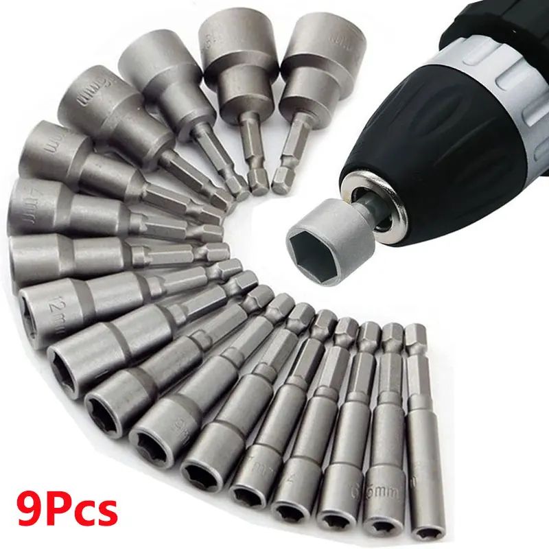 9/14 Pcs Hex Socket Nut Driver Set – Magnetic Sleeve Drill B | Inspire ...