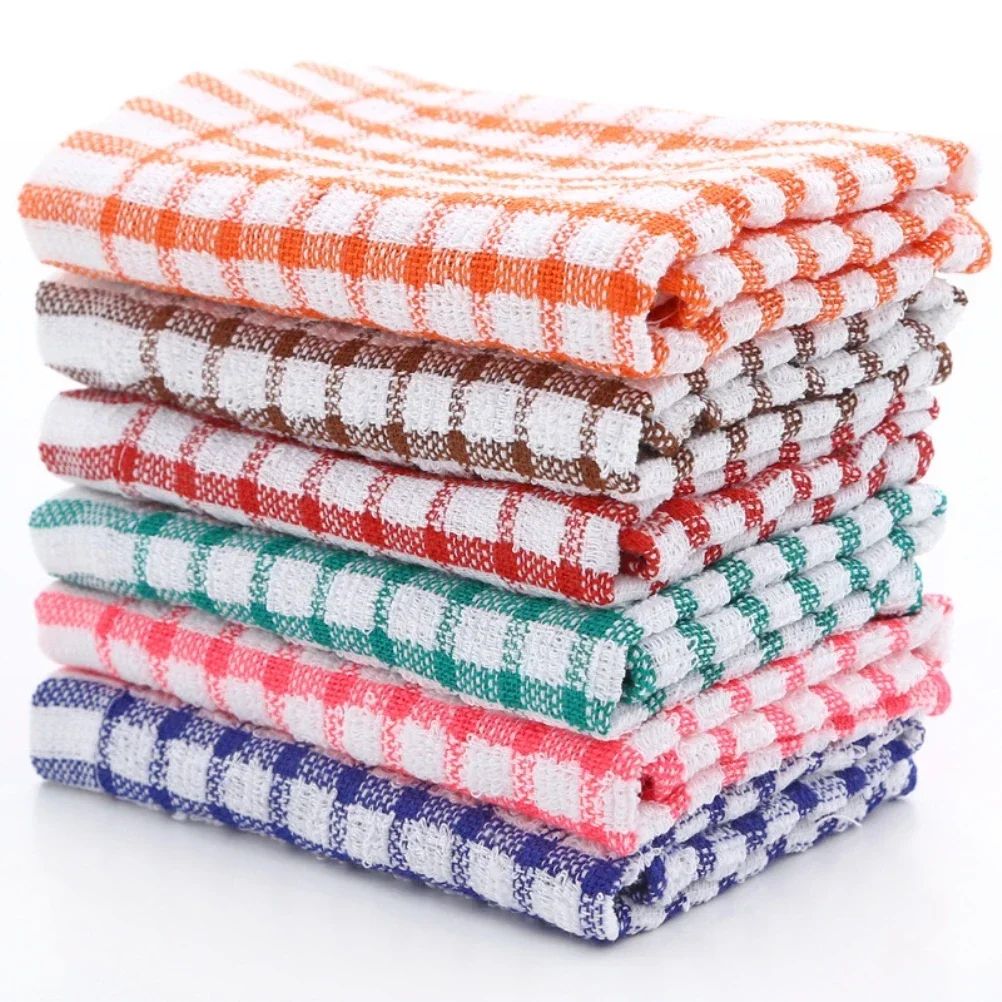 6 Pcs 100% Cotton Kitchen Cleaning Cloth Set – Absorbent Dish Towels for Restaurant, Catering & Home Wiping