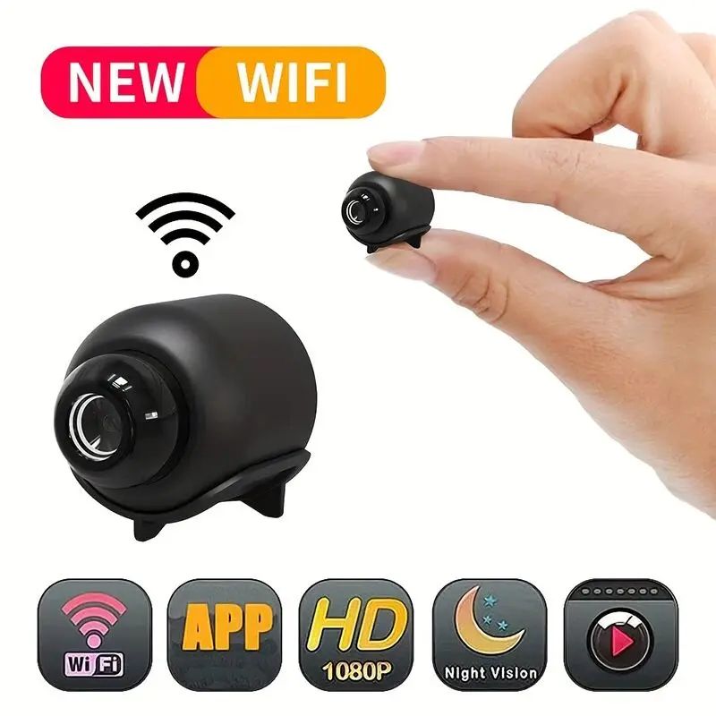 Mini 1080P Wireless Security Camera with Night Vision – Portable Surveillance Cam, Motion Detection Home & Travel Monito