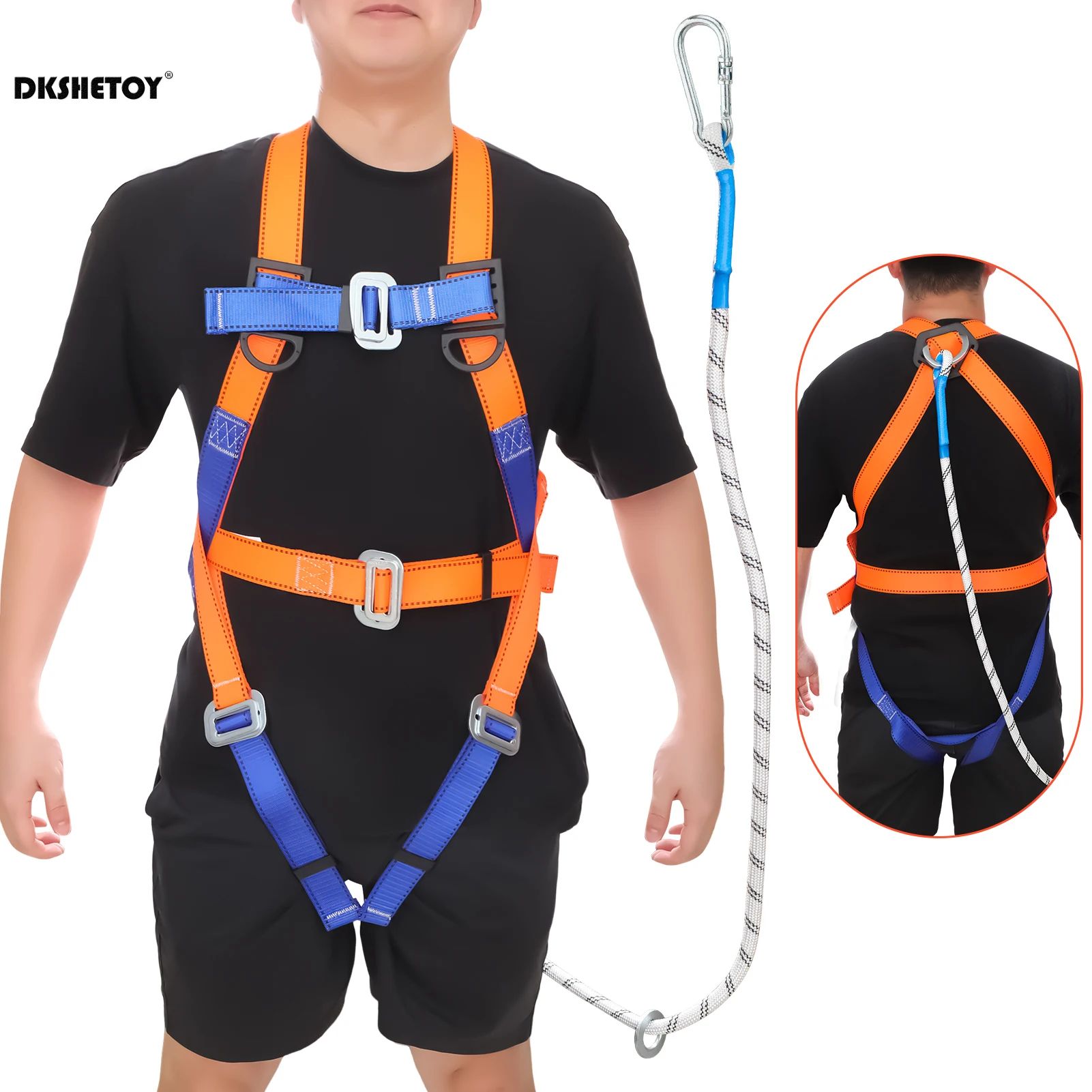 4,850 lbs Heavy Duty Safety Harness with Hook - Fall Protection Belt for AC Installation, Roofing & High-Altitude Work