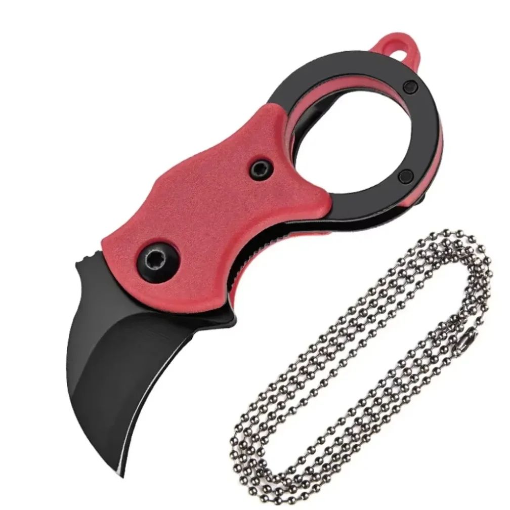 Stainless Steel Mini Keychain Knife & Peeler Fixed Blade EDC Tool with Chain for Camping, Travel, Packages & Quick Cuts