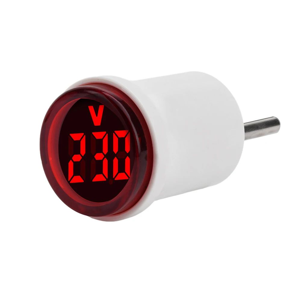 EU Plug LED Digital Voltmeter 50–500V 30mm Round Panel Voltage Meter Indicator for Power Line Monitoring & Testing