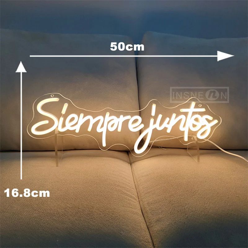 Siempre Juntos LED Neon Sign - Spanish Always Together Wedding & Engagement Wall Decor Light, Romantic Photo Backdrop
